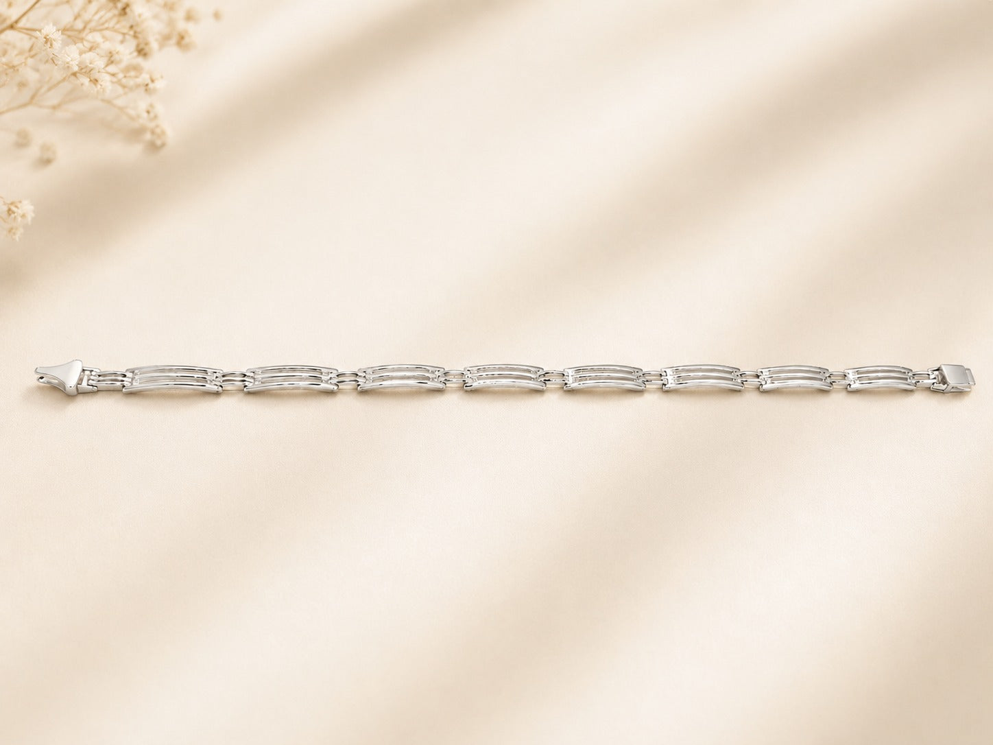 Kritharth Jewels Silver-Tone Designer Link Bracelet