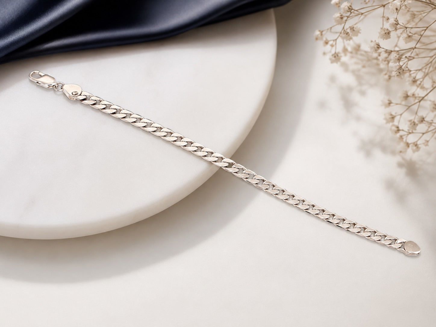 Kritharth Jewels Silver-Tone Cuban Link Bracelet